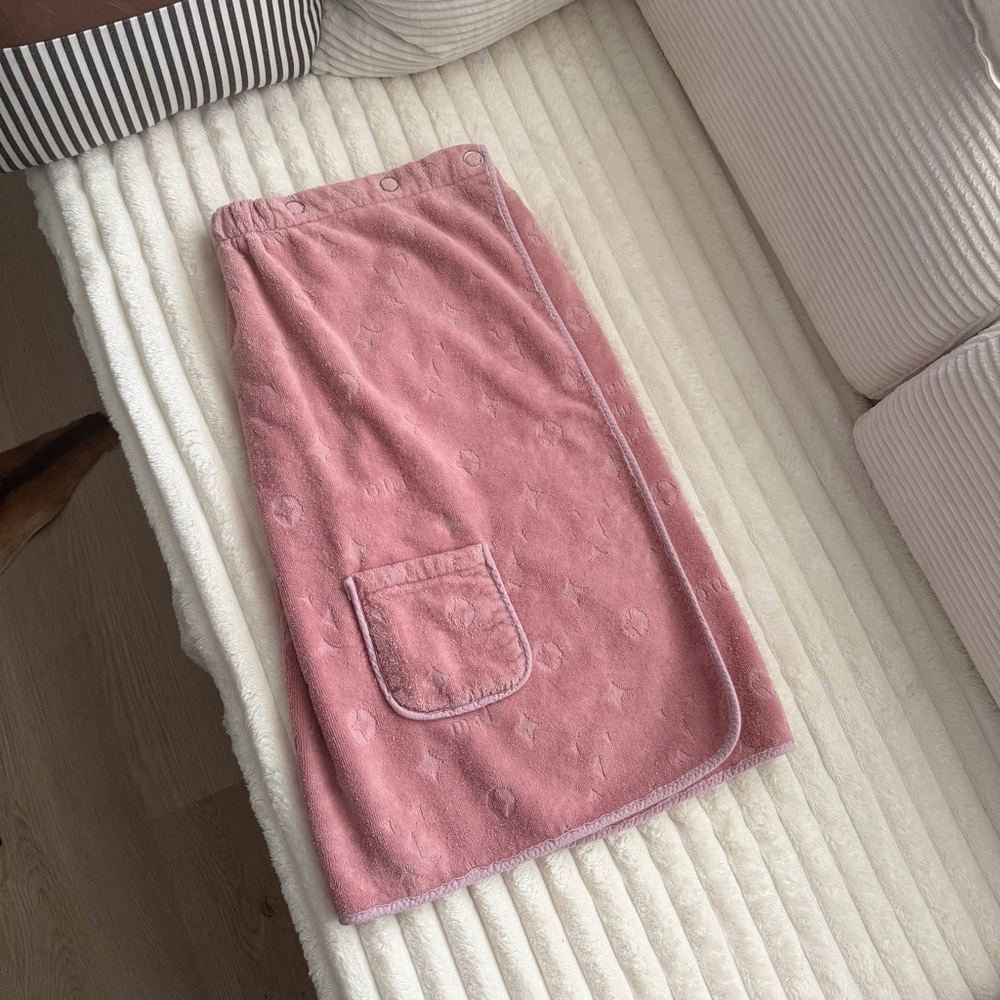 Fleur du Mal Pink Terry Bath Wrap Towel Robe | Size 0 / S | Snap Closure